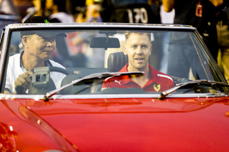 Sebastian Vettel, Ferrari, on the drivers' parade