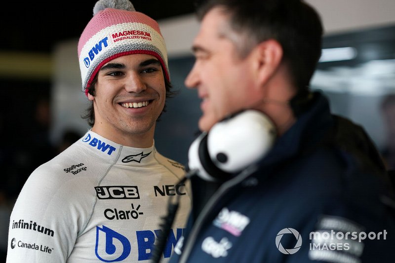 Lance Stroll, Racing Point F1 Team et Bradley Joyce, Racing Point F1 Team