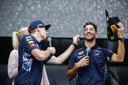 Max Verstappen, Red Bull, Daniel Ricciardo, Red Bull Racing, on the F1 stage