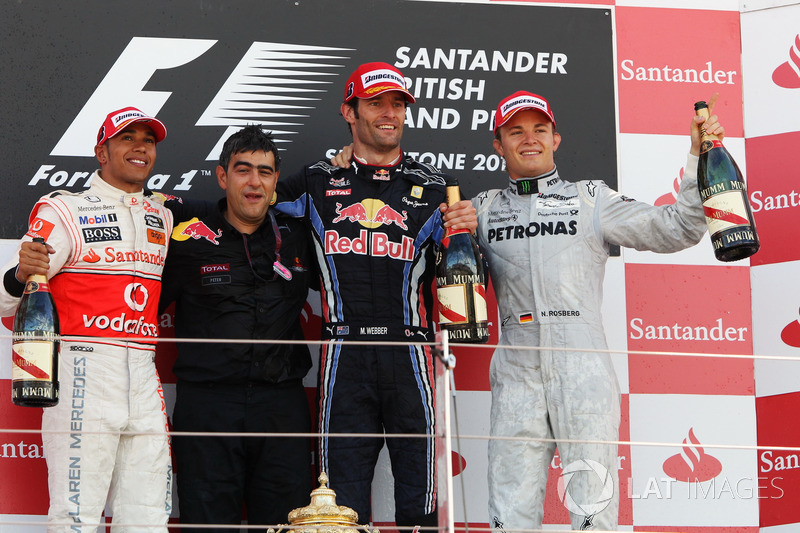 Podium: second place Lewis Hamilton, McLaren, Peter Prodromou, Red Bull Racing Head of Aerodynamics,