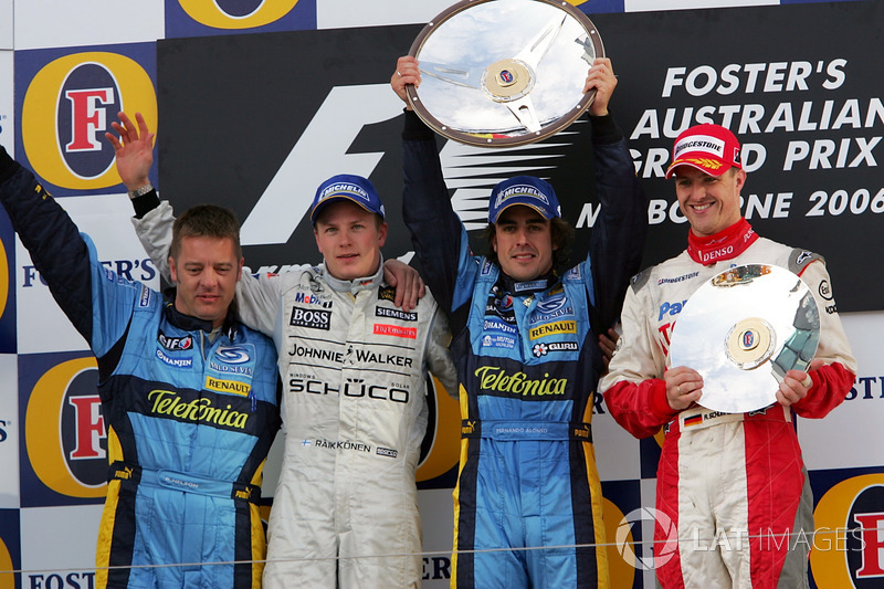 2006: 1. Fernando Alonso, 2. Kimi Räikkönen, 3. Ralf Schumacher