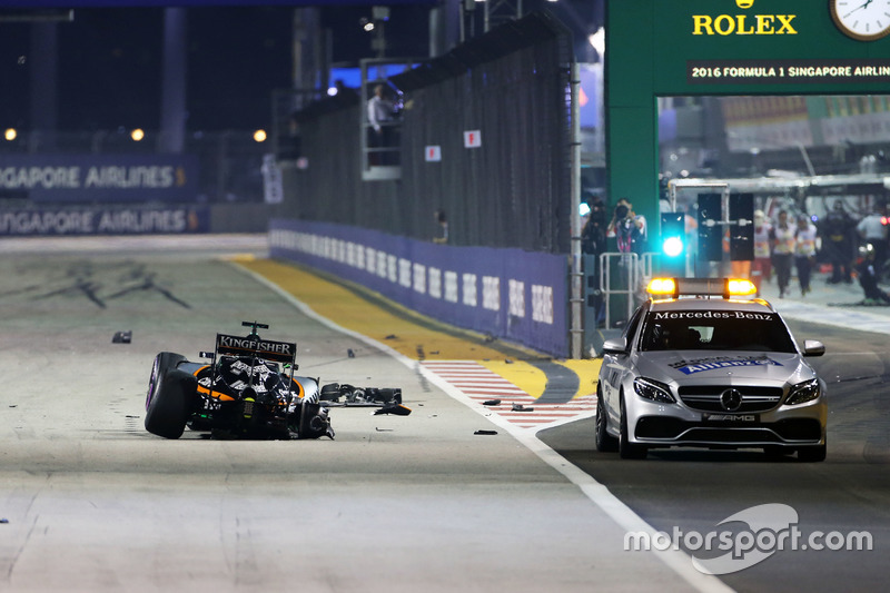 Nico Hulkenberg, Sahara Force India F1 VJM09 va a sbattere alla partenza