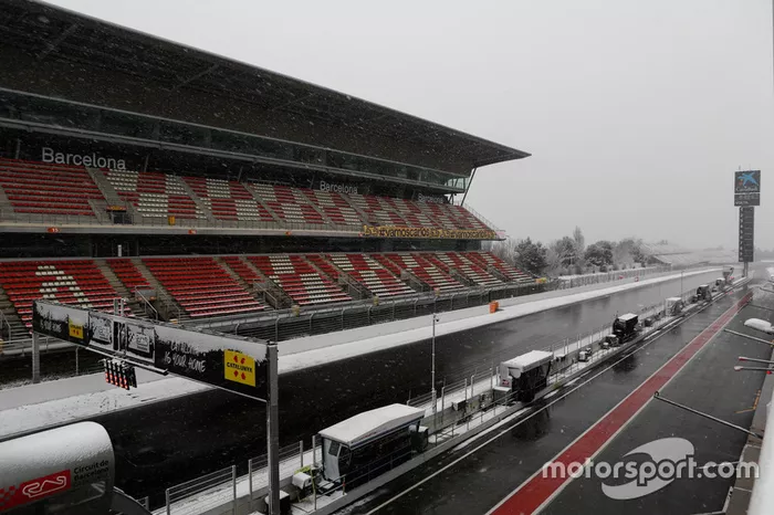 Circuit de Barcelona cubierto de nieve