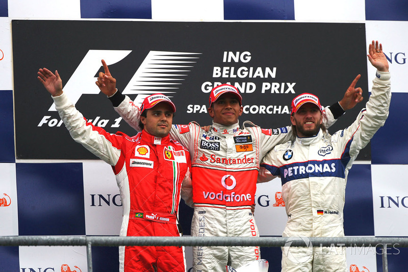 Podio: Felipe Massa, Ferrari,; Lewis Hamilton, McLaren; Nick Heidfeld, BMW Sauber F1