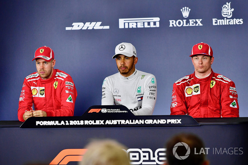 Sebastian Vettel, Ferrari, Lewis Hamilton, Mercedes-AMG F1, Kimi Raikkonen, Ferrari