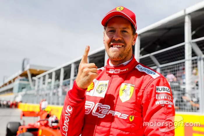 Il poleman Sebastian Vettel, Ferrari