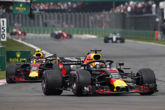 Daniel Ricciardo, Red Bull Racing RB14 leads Max Verstappen, Red Bull Racing RB14