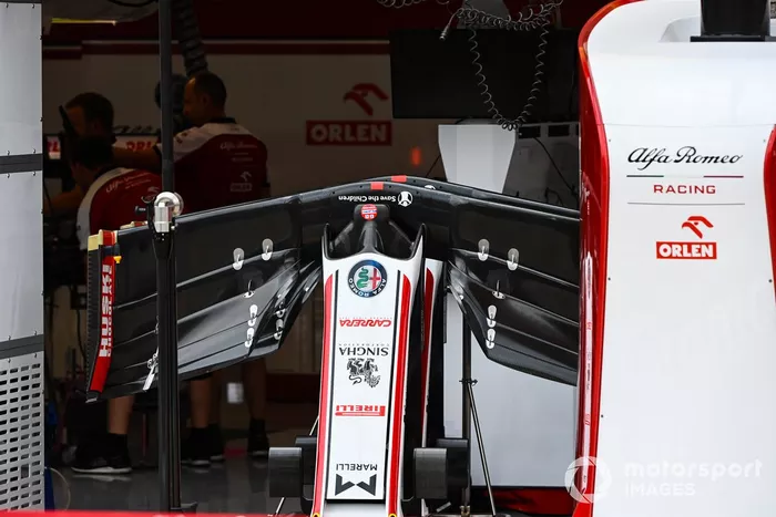 Detalle del alerón delantero del Alfa Romeo Racing C39