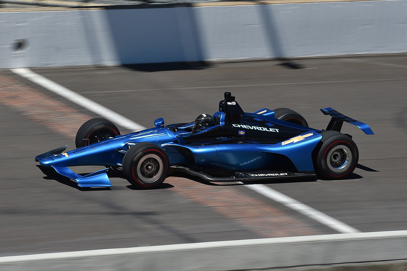 Juan Pablo Montoya testing the 2018 Chevrolet IndyCar