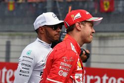 Lewis Hamilton, Mercedes AMG F1 y Sebastian Vettel, Ferrari