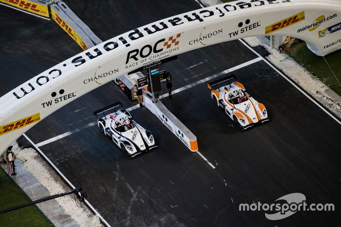 Team Nordic Tom Kristensen, races Team Germany Sebastian Vettel, driving the Radical SR3 RSX