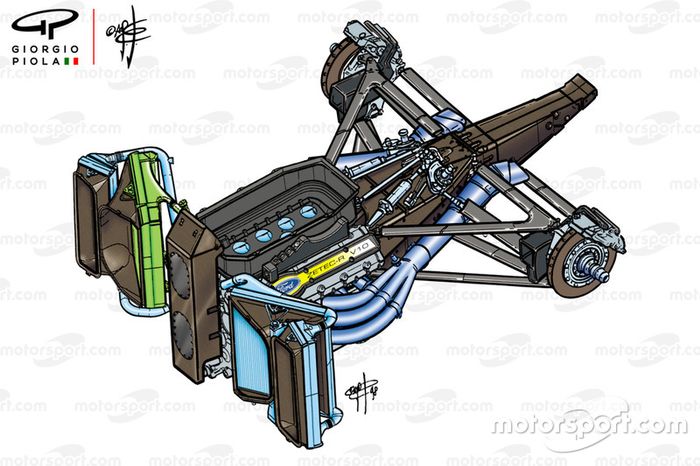 Detalle de la parte trasera del Stewart SF2 1998