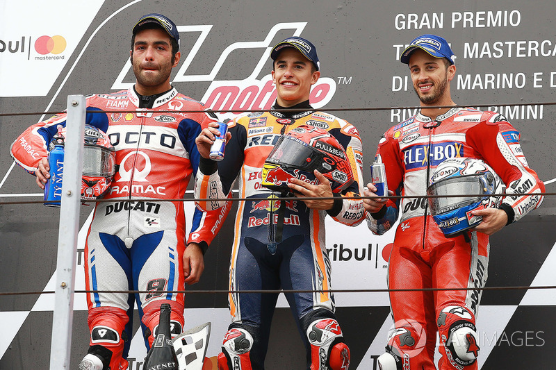 2017: 1. Marc Marquez, 2. Danilo Petrucci, 3. Andrea Dovizioso