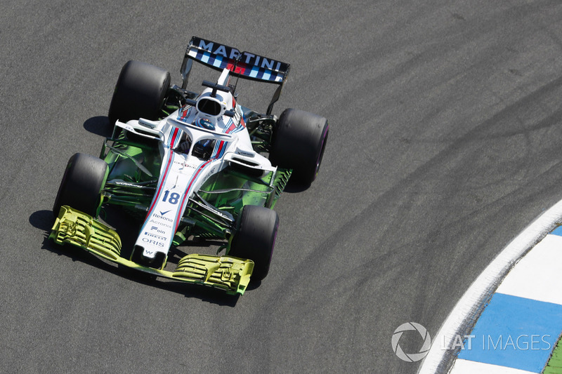 A large amount of Flo-viz paint on the car of Lance Stroll, Williams FW41