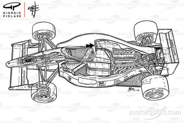 Dibujo en corte del Ferrari F1-90 (641)