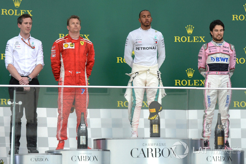 Podium: 1. Lewis Hamilton, Mercedes-AMG F1, 2. Kimi Raikkonen, Ferrari, 3. Sergio Perez, Force India