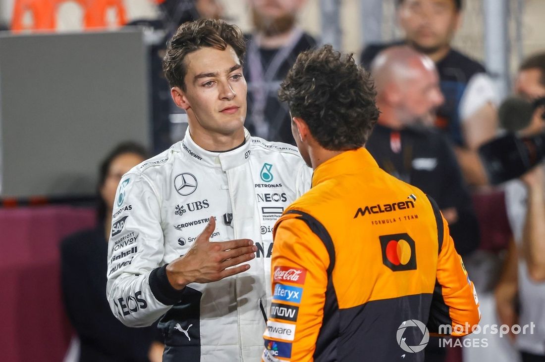 George Russell, Mercedes-AMG F1 Team, 3. miejsce, Lando Norris, McLaren F1 Team, 2. miejsce