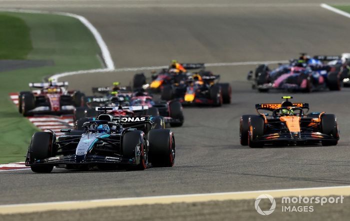 Charles Leclerc, Ferrari, Lando Norris, McLaren, George Russell, Mercedes