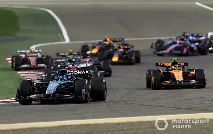 Charles Leclerc, Ferrari, Lando Norris, McLaren, George Russell, Mercedes