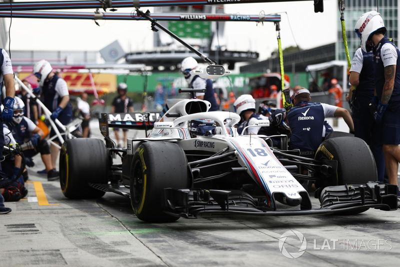 Lance Stroll, Williams FW41, pits