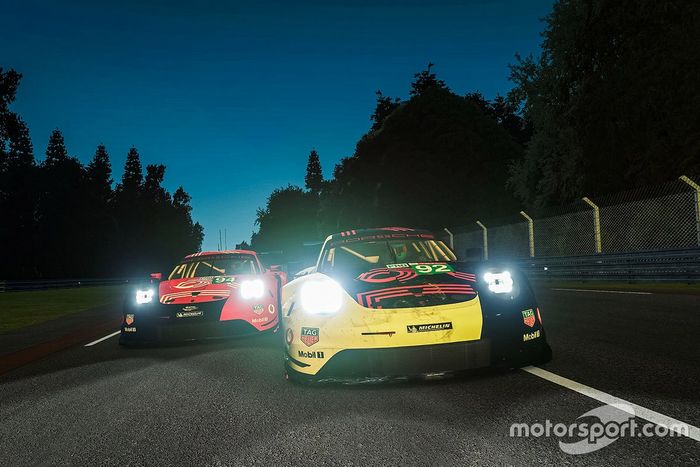 #92 Porsche Esports Team Porsche 911 RSR: Jaxon Evans, Matt Campbell, Mack Bakkum, Jeremy Bouteloup, #94 Porsche Esports Team Porsche 911 RSR: Patrick Pilet, Simona De Silvestro, Martin Krönke, David Williams