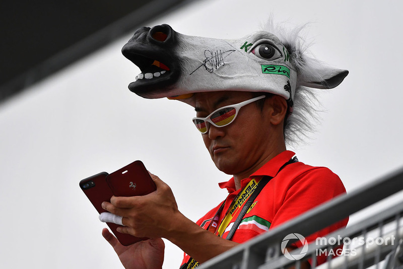 Ferrari fan with horses head hat