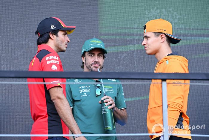 Carlos Sainz, Scuderia Ferrari, Fernando Alonso, Aston Martin F1 Team, Lando Norris, McLaren