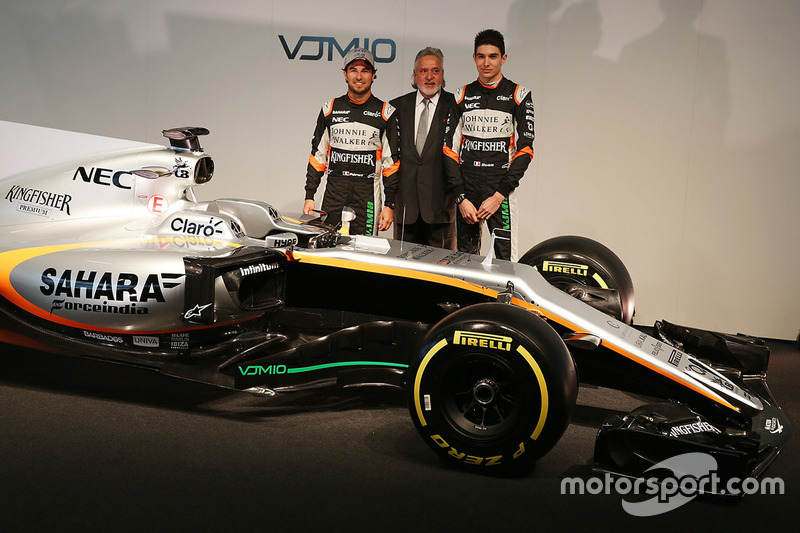 Sergio Perez, Sahara Force India F1 with Dr. Vijay Mallya, Sahara Force India F1 Team Owner and Esteban Ocon, Sahara Force India F1 Team