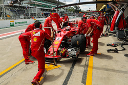 Sebastian Vettel, Ferrari SF70H makes a practice pitstop