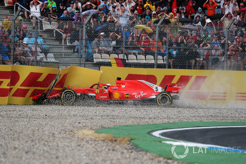 Detik-detik kecelakaan Sebastian Vettel, Ferrari SF71H