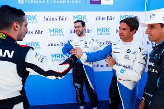 Sébastien Buemi, Nissan e.Dams, Alexander Sims, BMW I Andretti Motorsports, Antonio Felix da Costa, BMW I Andretti Motorsports, Nelson Piquet Jr., Jaguar Racing, after Qualifying