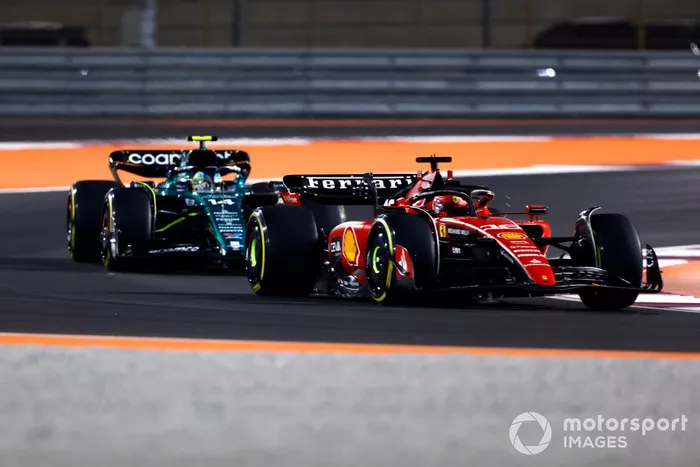 Charles Leclerc, Ferrari SF-23, Fernando Alonso, Aston Martin AMR23