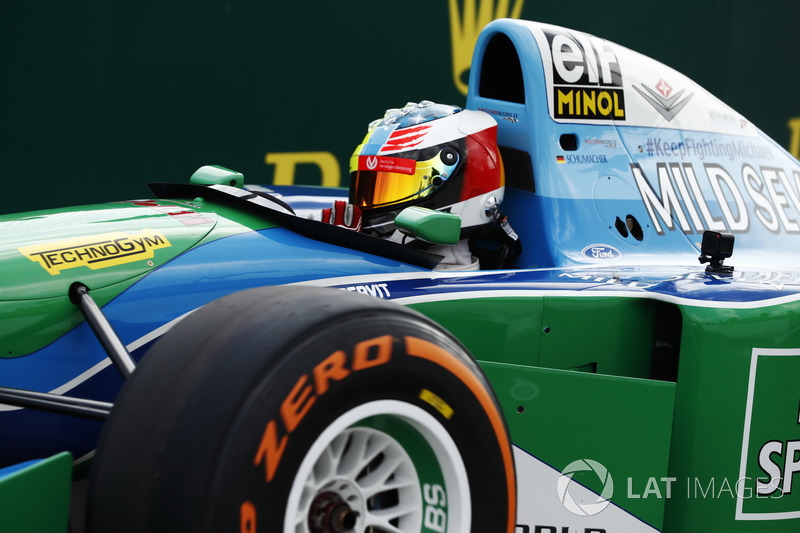 Mick Schumacher drives the Benetton Ford B194