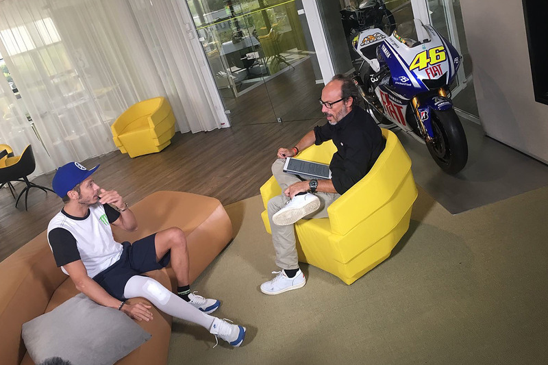 Valentino Rossi is interviewed by Guido Meda