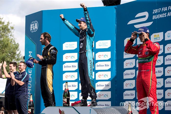 Podio: Ganador Sébastien Buemi, Renault e.Dams; segundo clasificado Jean-Eric Vergne, Techeetah; tercero clasificado Lucas di Grassi, ABT Schaeffler Audi Sport