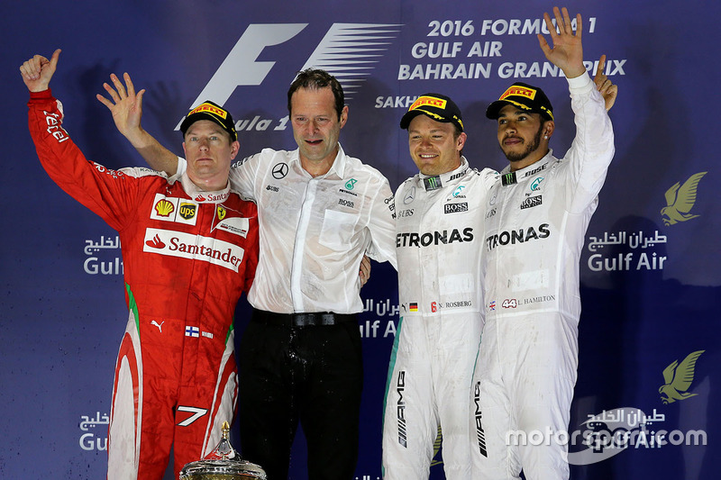 Podium: race winner Nico Rosberg, Mercedes AMG F1 Team, second place Kimi Raikkonen, Ferrari, third place Lewis Hamilton, Mercedes AMG F1 Team