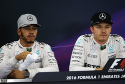 Pressekonferenz: Lewis Hamilton, Mercedes AMG F1, und Nico Rosberg, Mercedes AMG F1