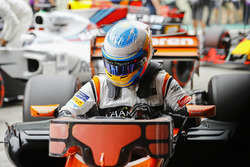 Fernando Alonso, McLaren, in Parc Ferme after Qualifying