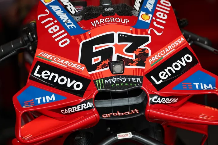 The front fairing of Francesco Bagnaia, Ducati Team