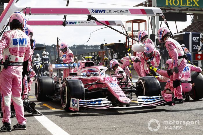 Lance Stroll, Racing Point RP20 pit stop