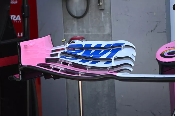 Detalle del alerón delantero de Racing Point RP20