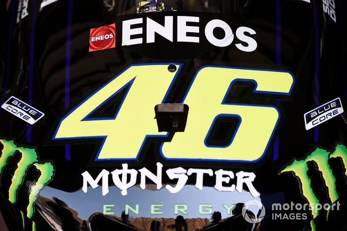 Dettaglio della moto di Valentino Rossi, Yamaha Factory Racing