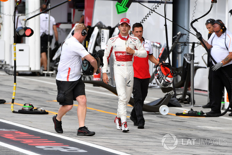 Charles Leclerc, Sauber tras quedar eliminado en Q1