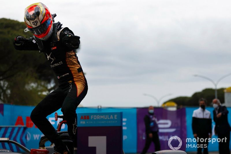 Jean-Eric Vergne, DS Techeetah, DS E-Tense FE21, celebra su victoria