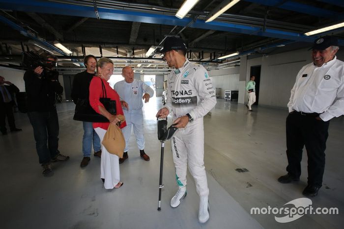 Lewis Hamilton y Sir Stirling Moss en Monza