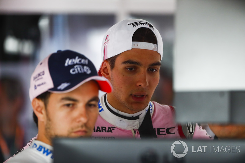 Sergio Perez, Force India y Esteban Ocon, Force India