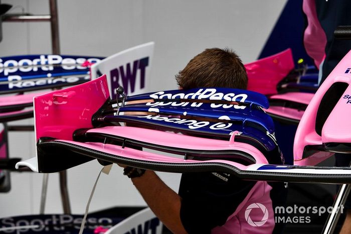 Detalle del alerón delantero del Racing Point RP19