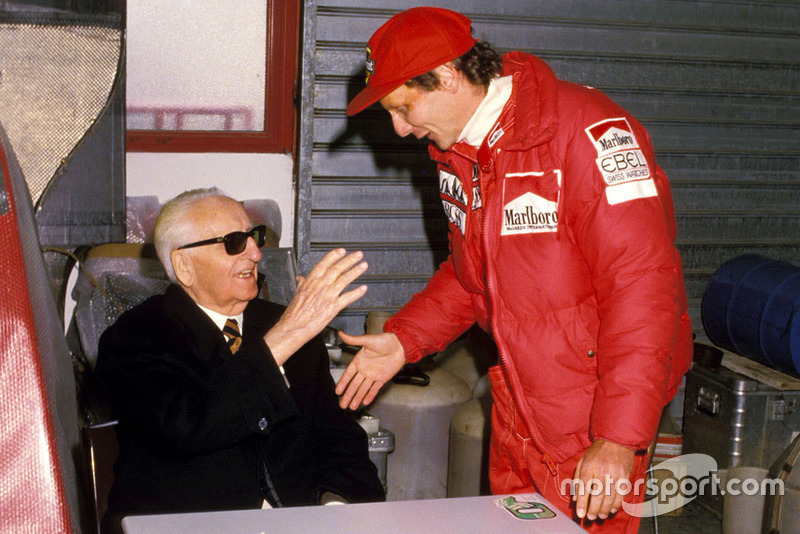 Enzo Ferrari with Niki Lauda, Ferrari