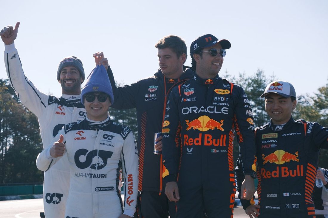 Daniel Ricciardo, Yuki Tsunoda, Max Verstappen, Sergio Pérez,Ayumu Iwasa