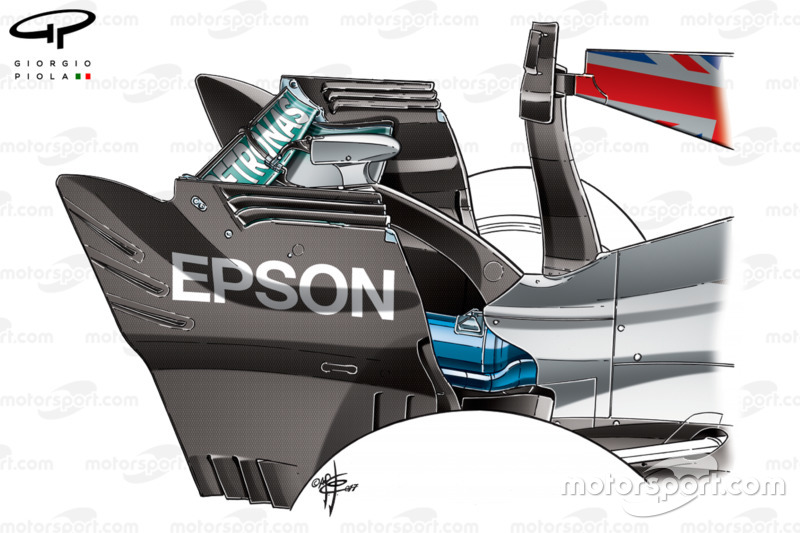 Aileron arrière de la Mercedes W08, GP d'Italie
